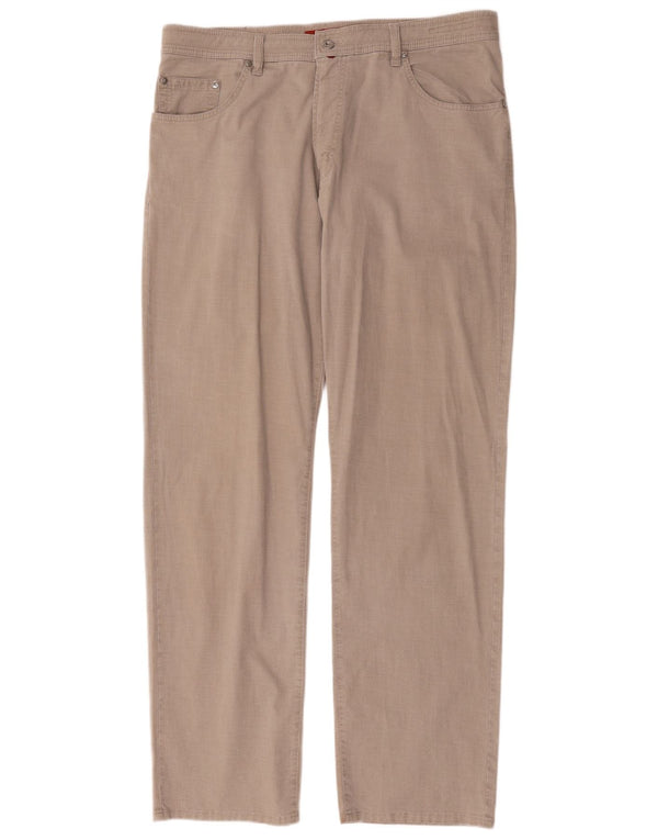 Pierre Cardin Mens Calça Casual Reta W36 L33 Bege