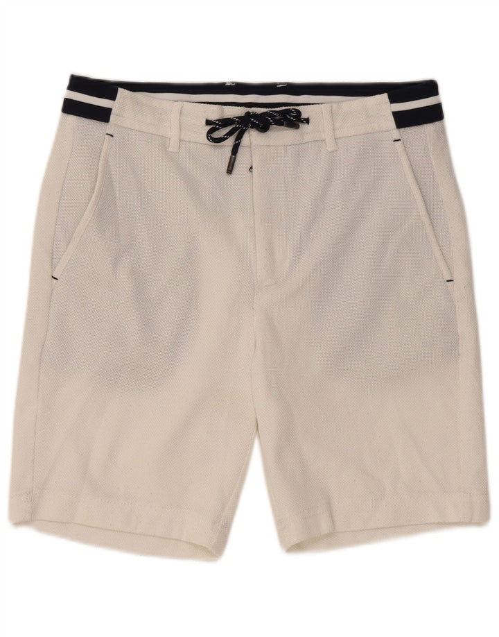 Zara Shorts de natação masculino pequeno poliéster colorblock branco