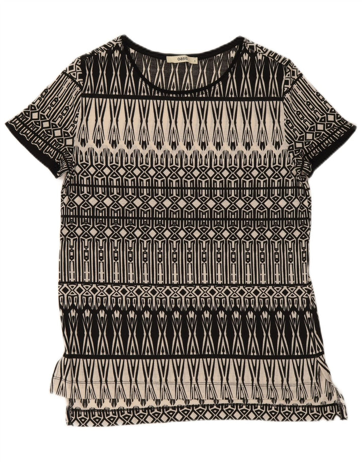 Camiseta feminina Oasis UK 10 pequena geométrica preta