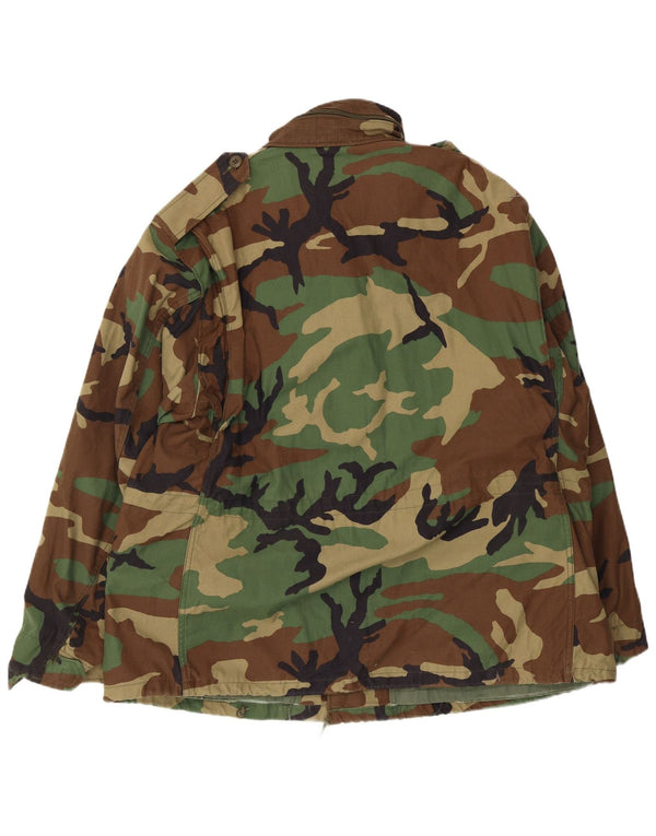 Jaqueta militar masculina vintage Reino Unido 42 XL algodão camuflado verde