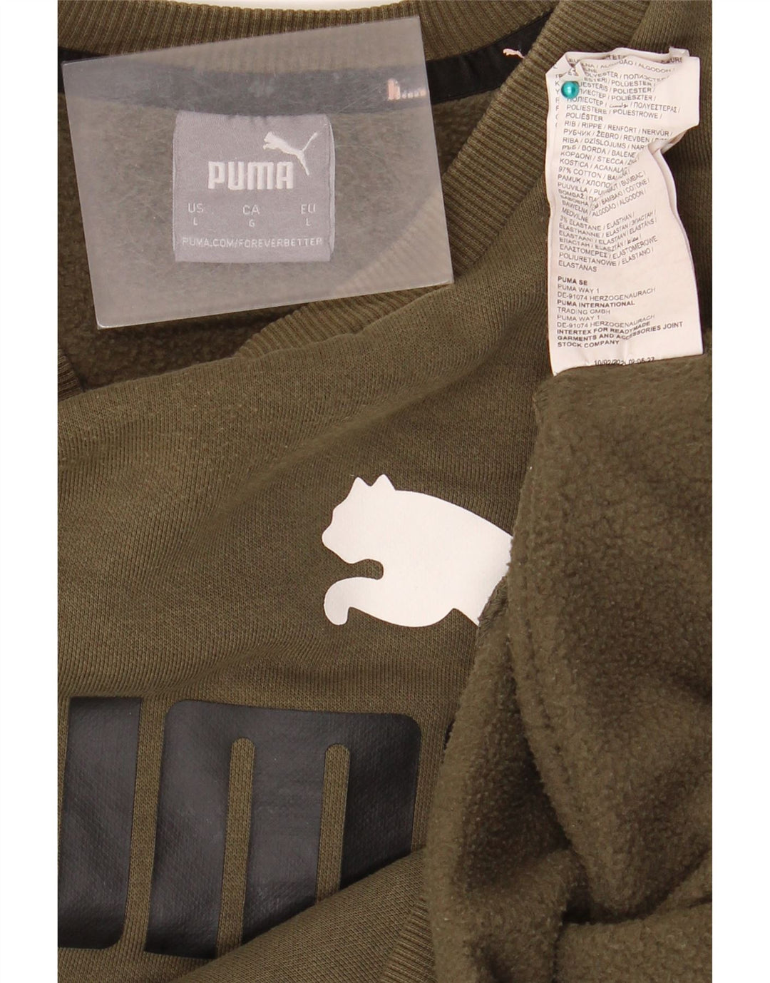 PUMA moletom gráfico masculino jumper grande algodão cáqui