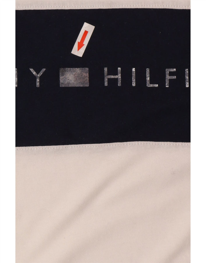 Tommy Hilfiger Camiseta masculina gráfica top pequeno algodão colorblock branco