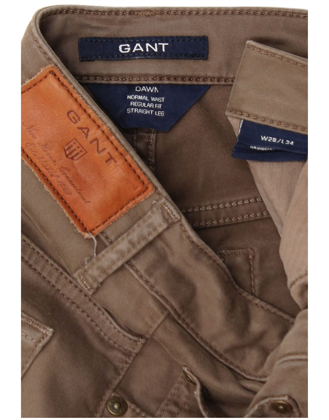 GANT Calça feminina Dawn Straight Regular Fit Chino W28 L29 Algodão Marrom