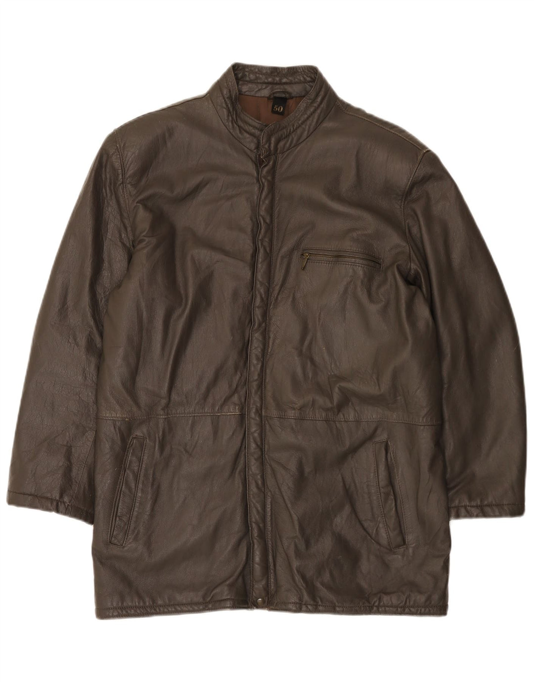 Jaqueta de couro masculina vintage IT 50 grande marrom