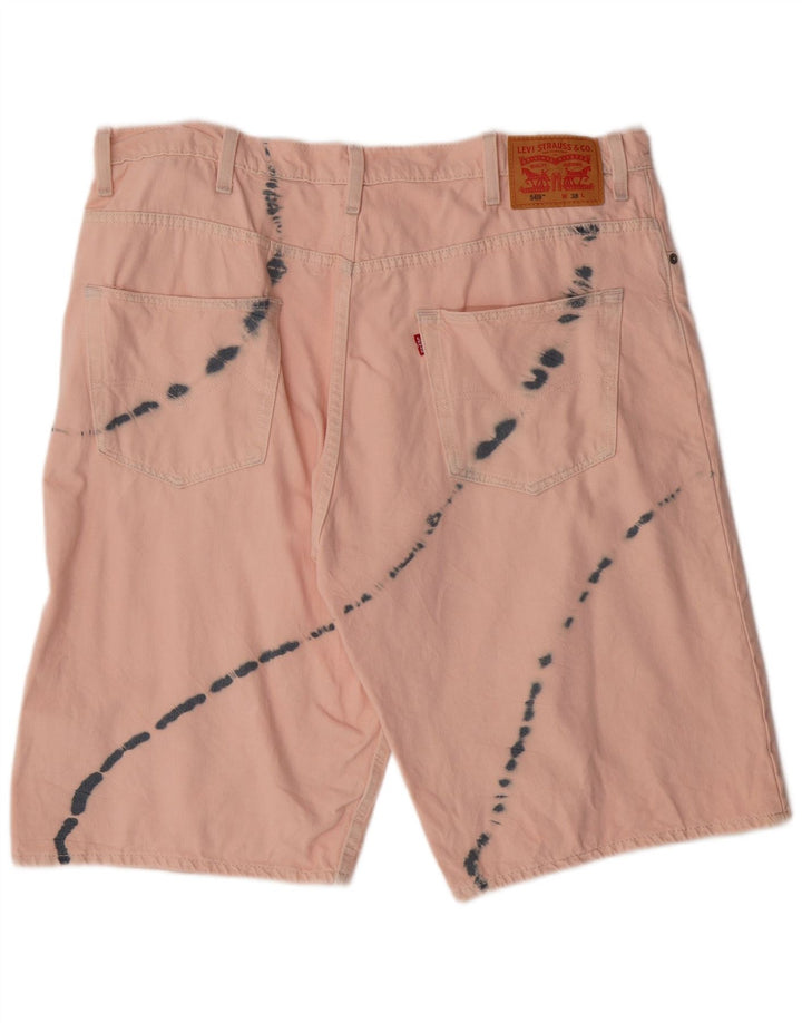 LEVI'S Masculino 569 Shorts Jeans W38 XL Rosa Tie Dye Algodão