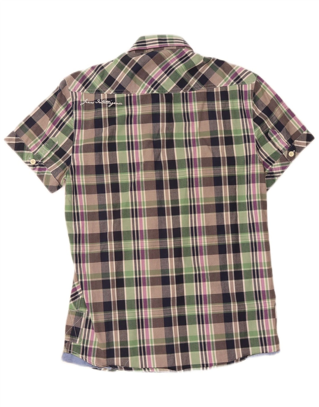 JACK & JONES Camisa masculina de manga curta média xadrez multicolorida