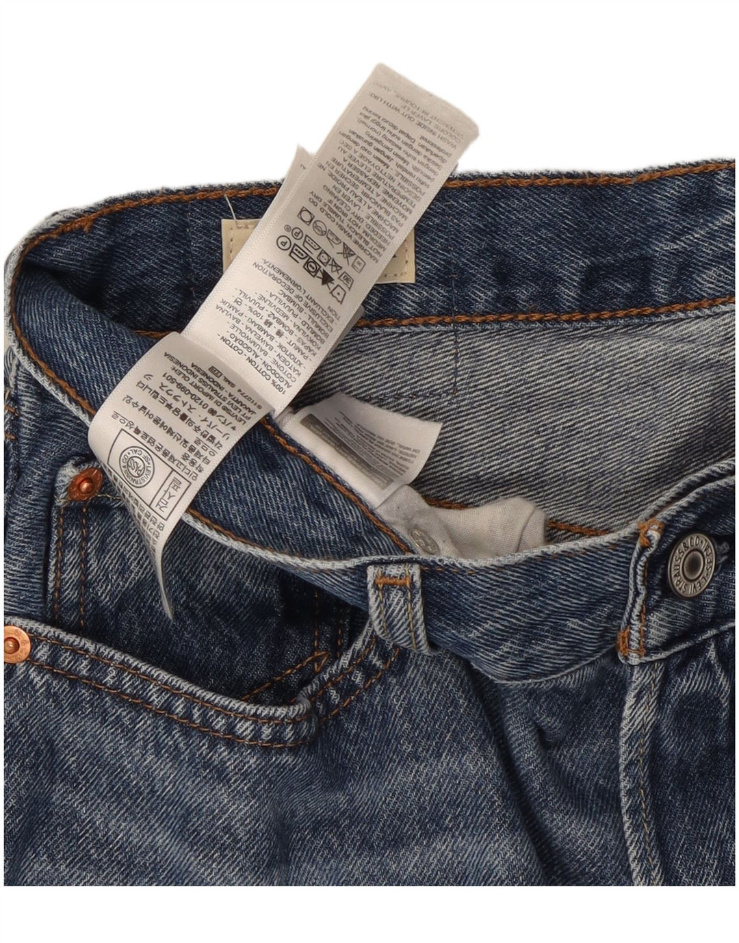 Jeans retos femininos Levi's W27 L30 azul algodão anos 90