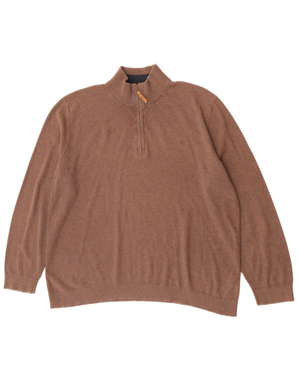Suéter masculino Fat Face com zíper e pescoço 2XL algodão marrom