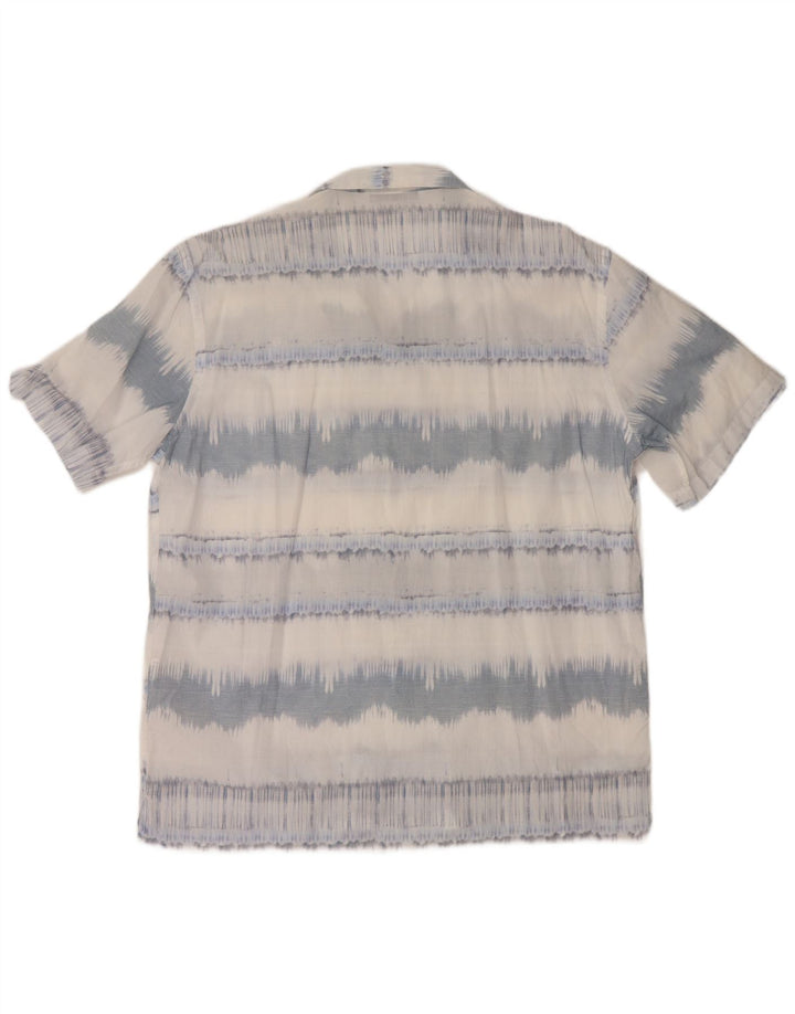 Camisa masculina de manga curta ZARA XL algodão listrado azul