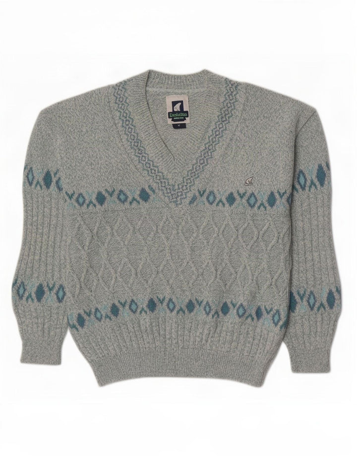 Suéter masculino North Pole Evolution com decote em V azul médio geométrico