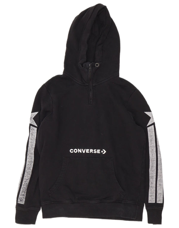 Converse Mens Zip Neck Graphic Hoodie Jumper Médio Preto Colorblock