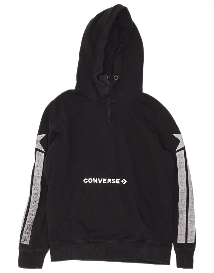 Converse Mens Zip Neck Graphic Hoodie Jumper Médio Preto Colorblock