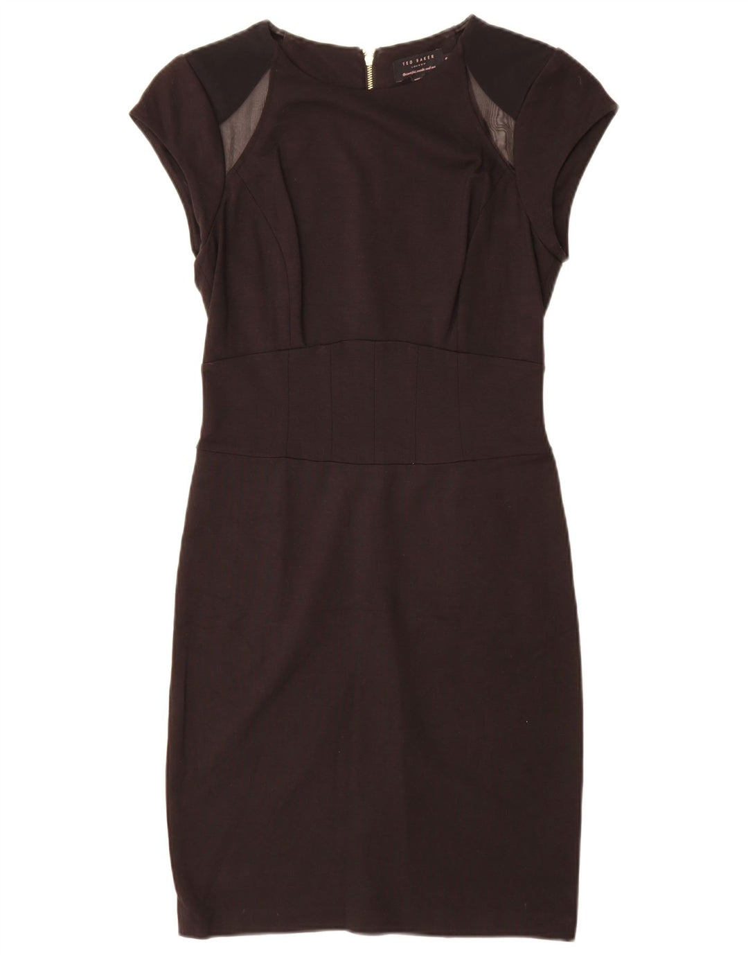 Vestido bainha feminino Ted Baker tamanho 2 pequeno preto colorblock viscose