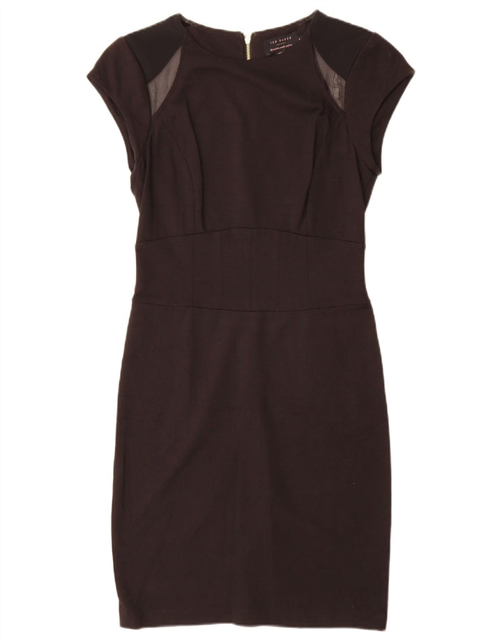 Vestido bainha feminino Ted Baker tamanho 2 pequeno preto colorblock viscose
