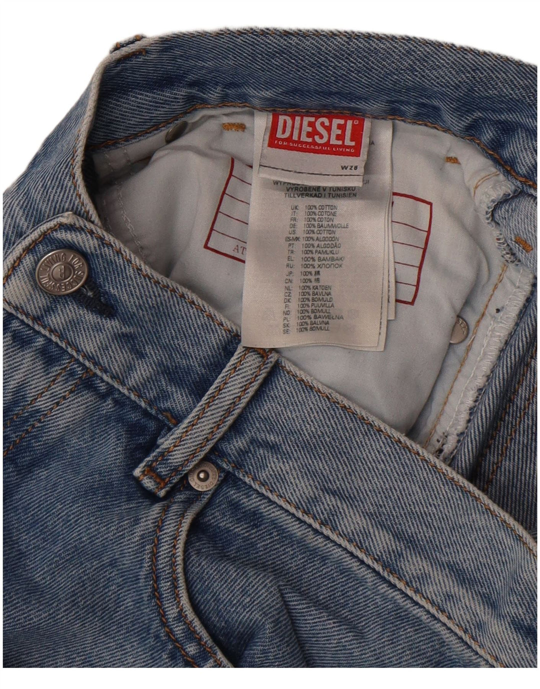 Diesel Mens Slim Jeans W28 L32 Azul Algodão