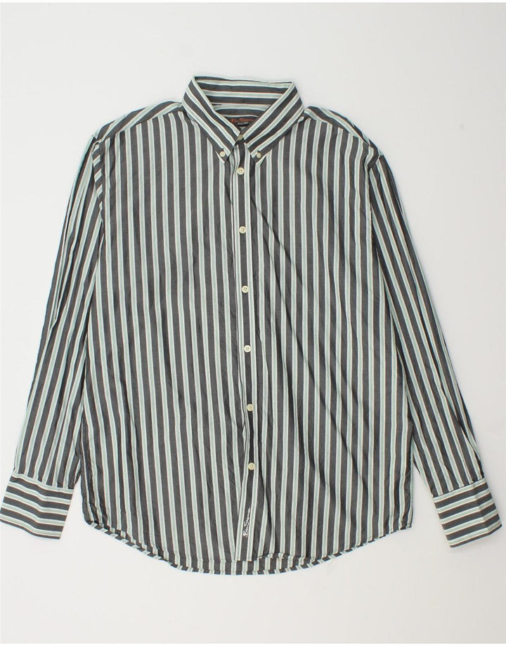 Camisa masculina Ben Sherman XL algodão listrado cinza