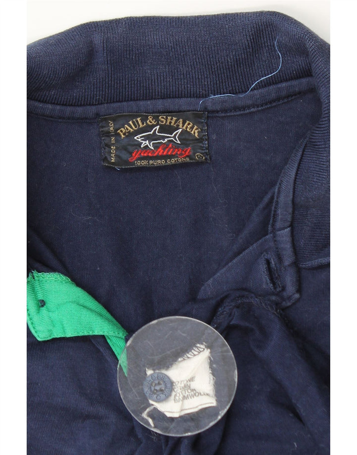 Camisa polo masculina PAUL & SHARK pequena algodão azul marinho