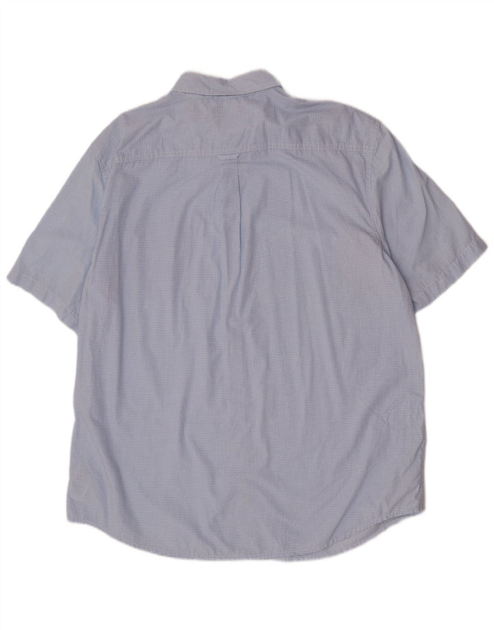 Camisa masculina de manga curta Chaps Easy Care XL azul xadrez algodão