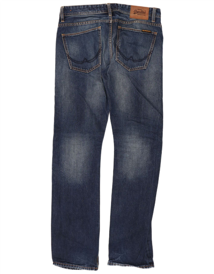 Superdry Jeans masculino desgastado reto W32 L32 algodão azul