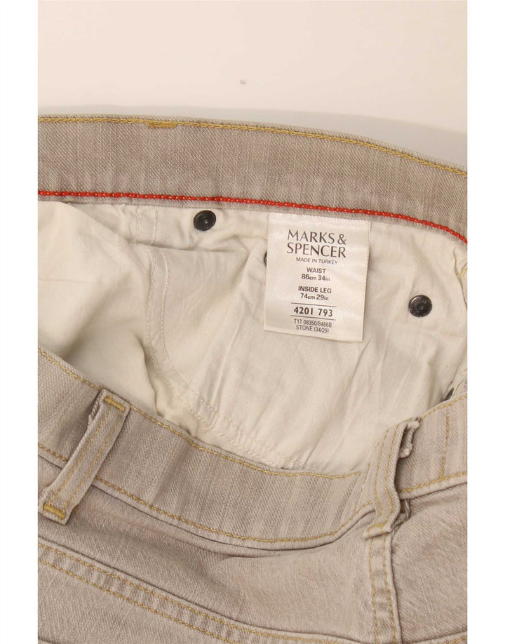 Calça jeans reta masculina Marks & Spencer Blue Harbor W34 L29 algodão cinza
