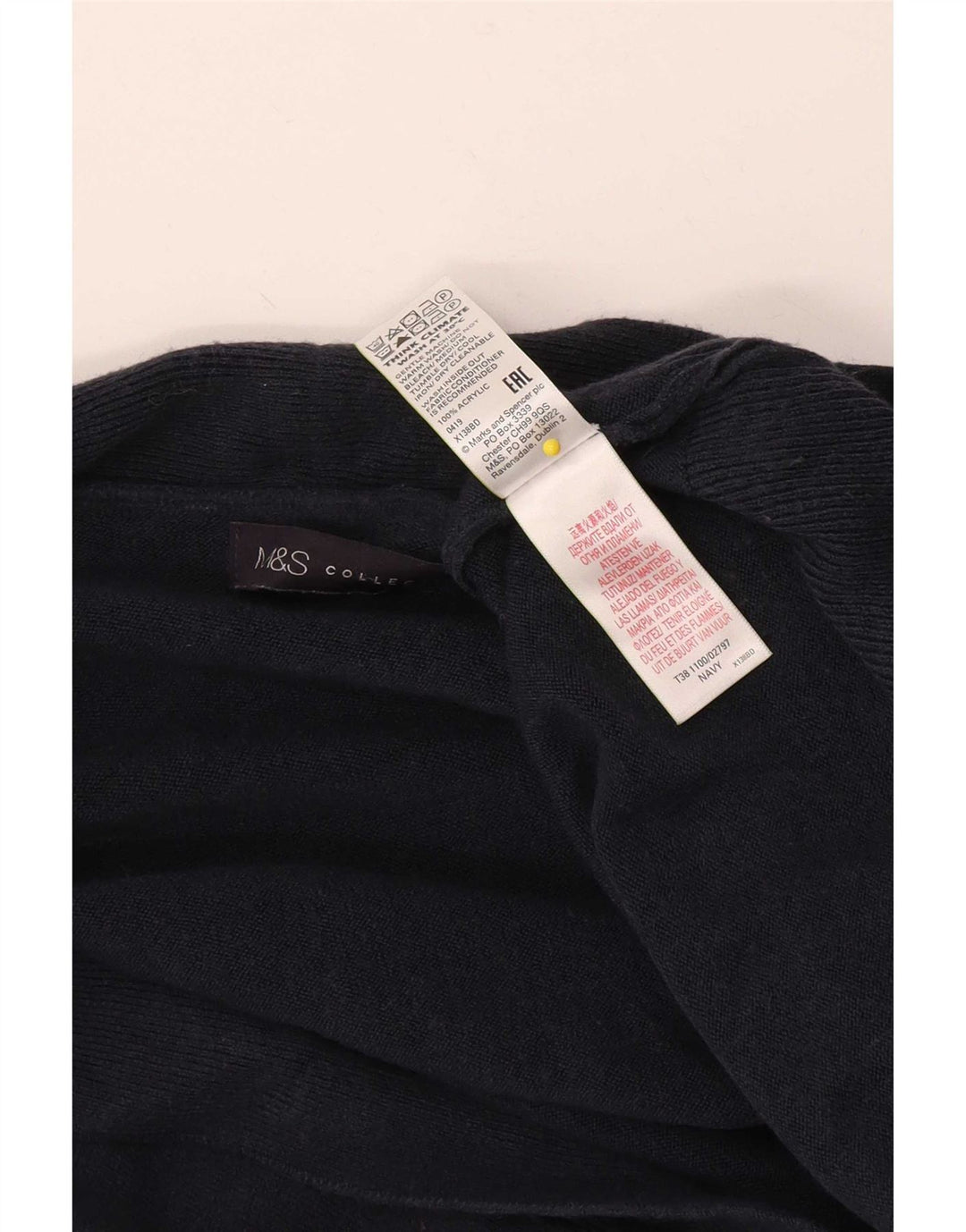 Suéter cardigã aberto feminino Marks & Spencer pequeno azul marinho acrílico
