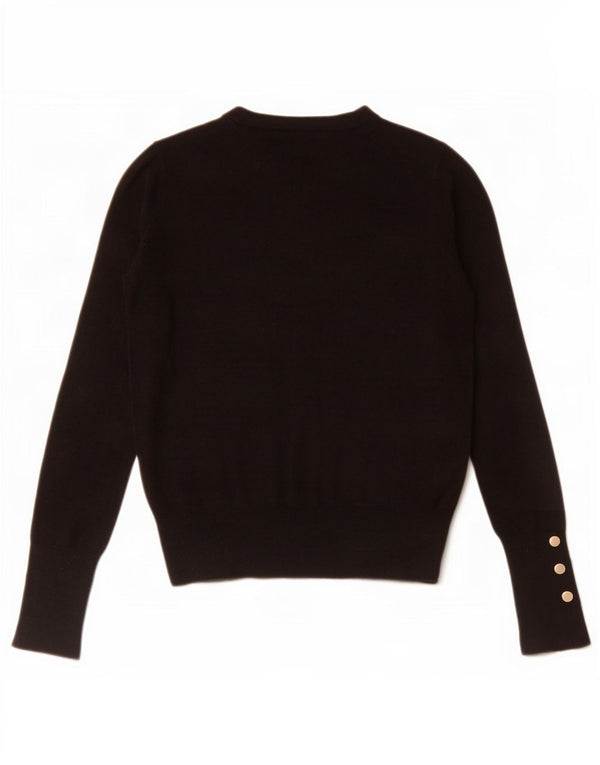 Zara Suéter feminino cropped com gola redonda Reino Unido 10 pequeno preto