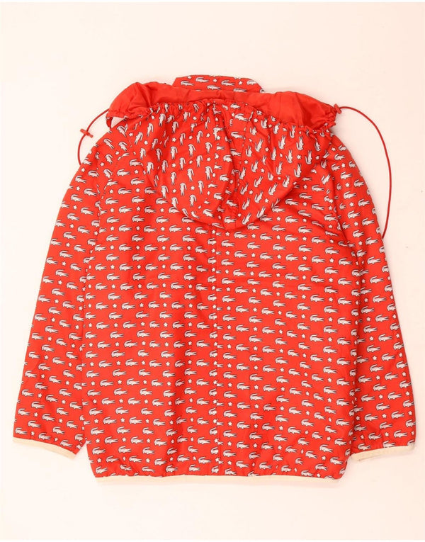Jaqueta corta-vento com capuz gráfico Lacoste para meninas 11-12 anos poliéster vermelho