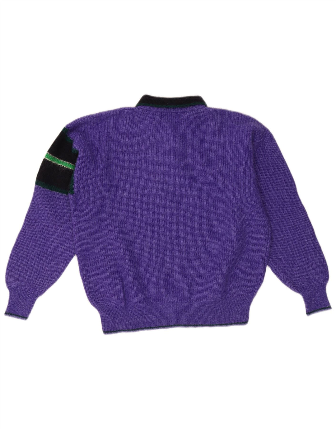Suéter masculino VINTAGE com gola polo grande bloco colorido roxo