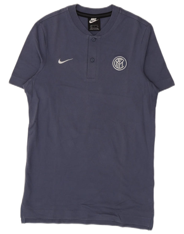 Nike Mens Inter Milan Camiseta Top Pequeno Azul Algodão