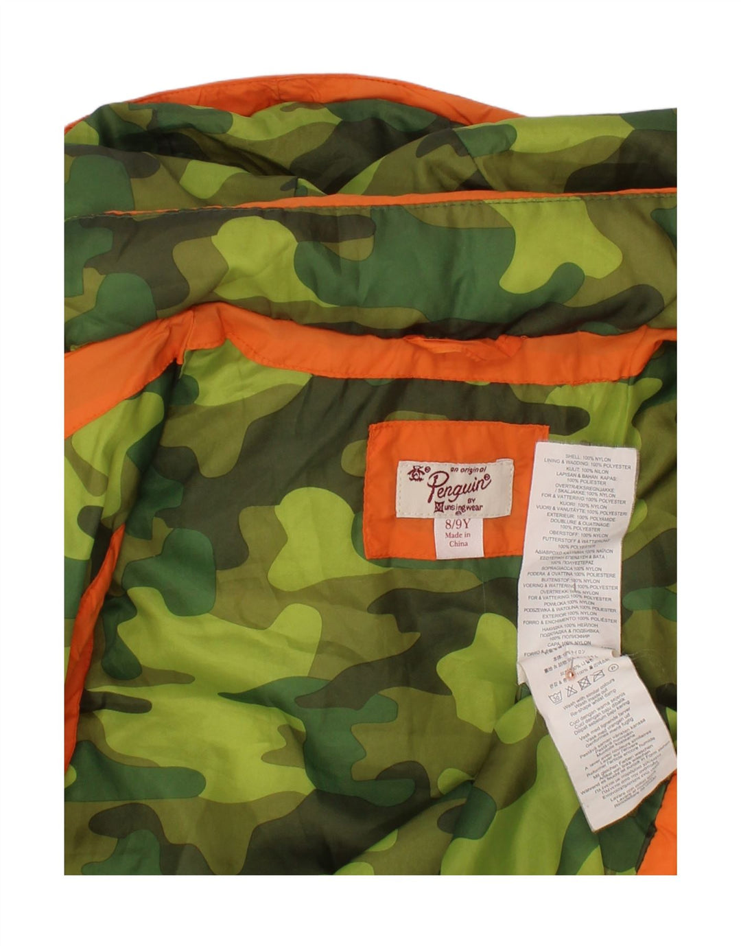 Colete acolchoado com capuz para meninos PENGUIN 8-9 anos poliéster laranja