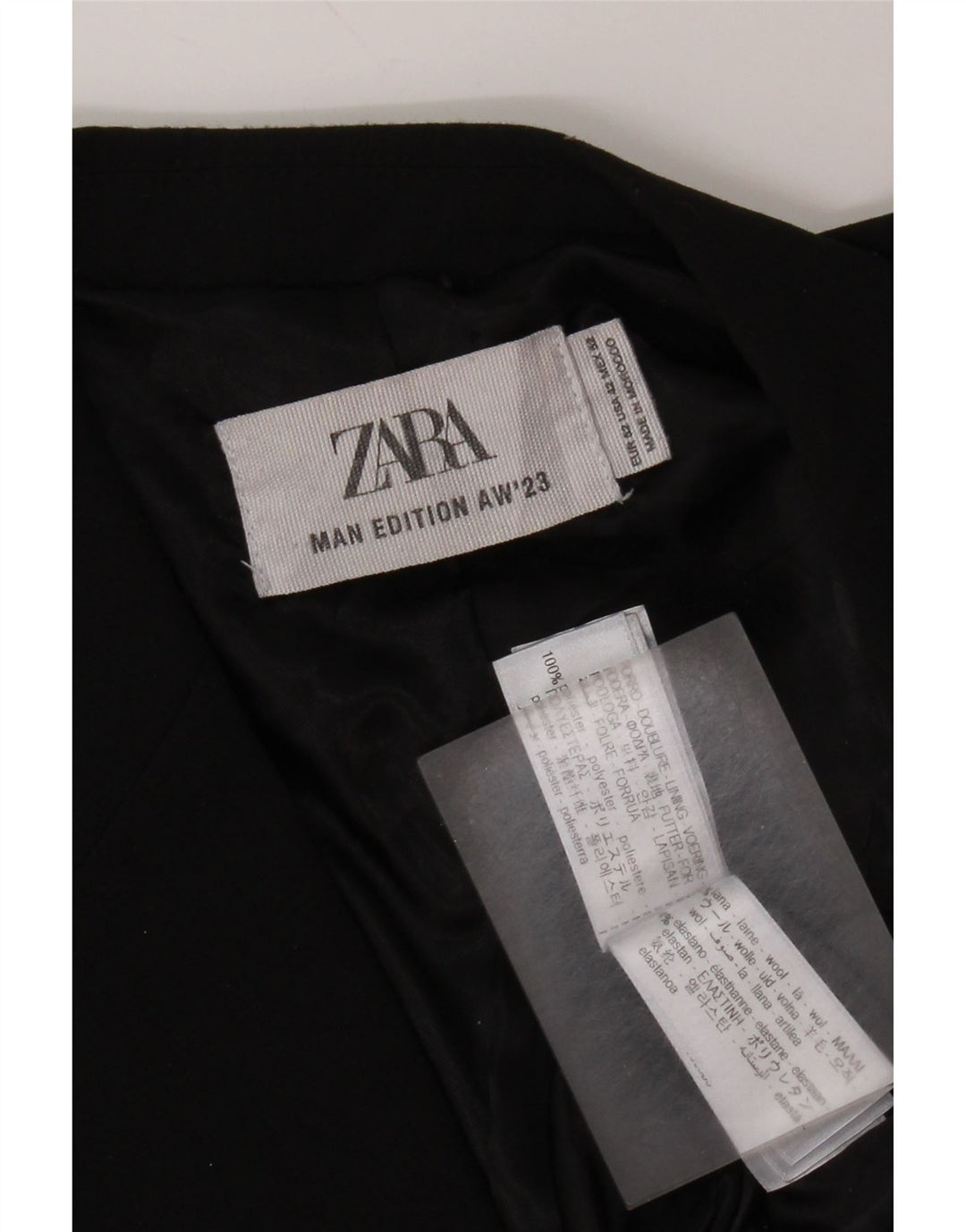Jaqueta blazer masculina Zara com peito duplo EU 52 grande lã preta