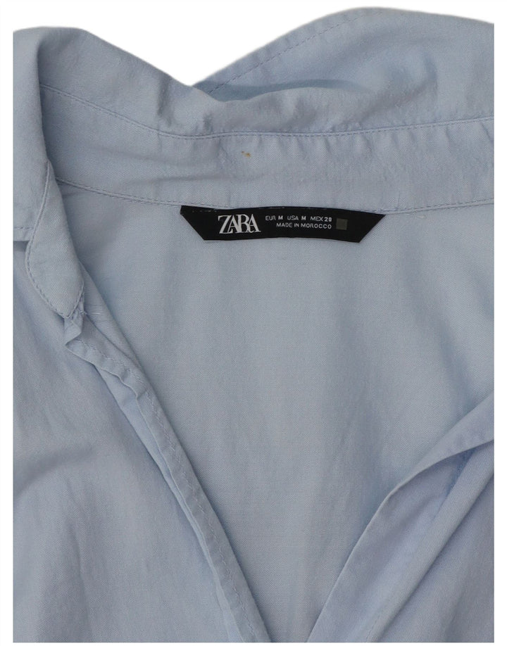 Camisa oversized feminina ZARA UK 14 azul médio