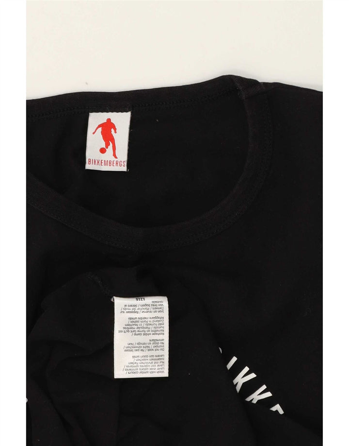 Camiseta gráfica masculina Bikkembergs top pequeno algodão preto