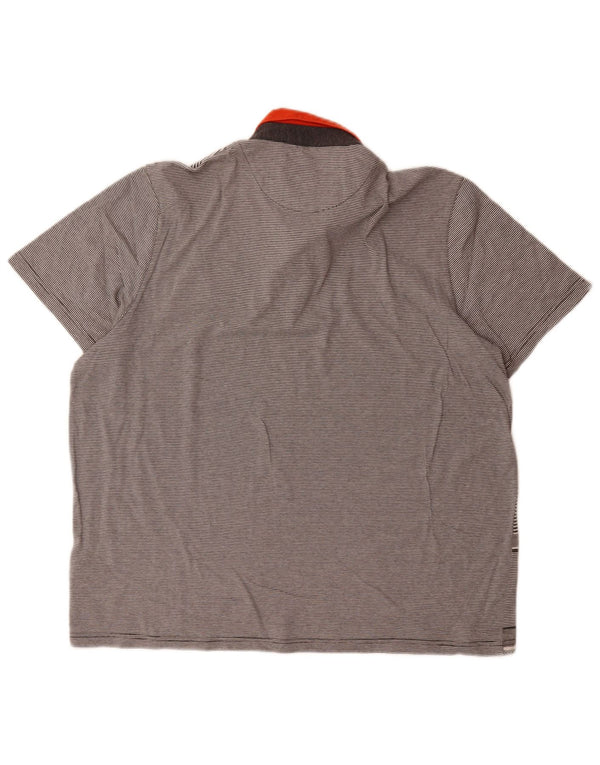 Camisa polo masculina Ted Baker tamanho 6 2XL algodão listrado cinza
