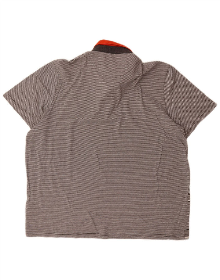 Camisa polo masculina Ted Baker tamanho 6 2XL algodão listrado cinza