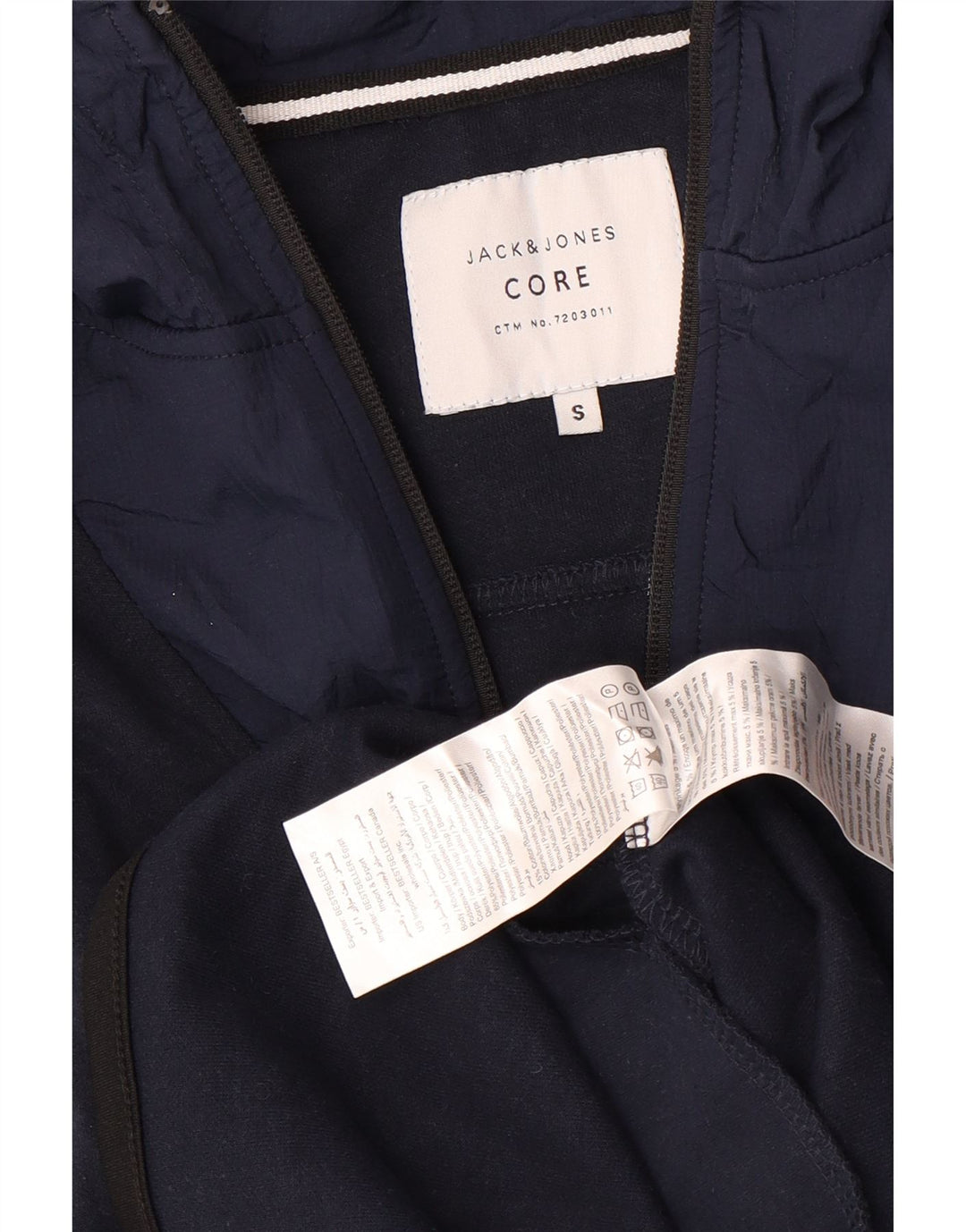 Suéter masculino com capuz e zíper Jack & Jones, pequeno, azul marinho, poliéster