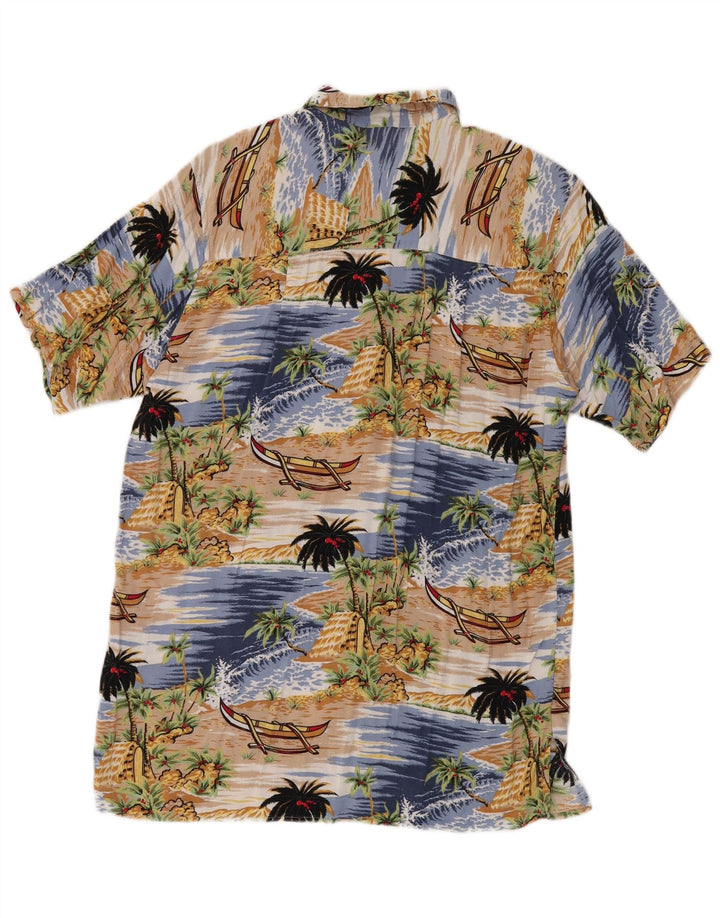 Camisa masculina de manga curta Randy River tamanho 39/40 azul médio viscose havaiana