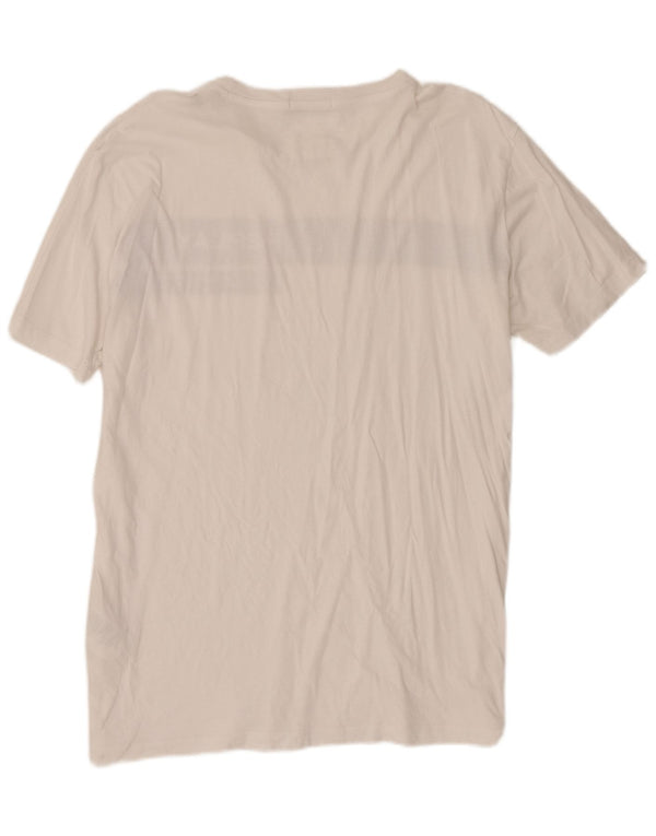 Camiseta gráfica masculina Replay Top 2XL algodão colorblock branco