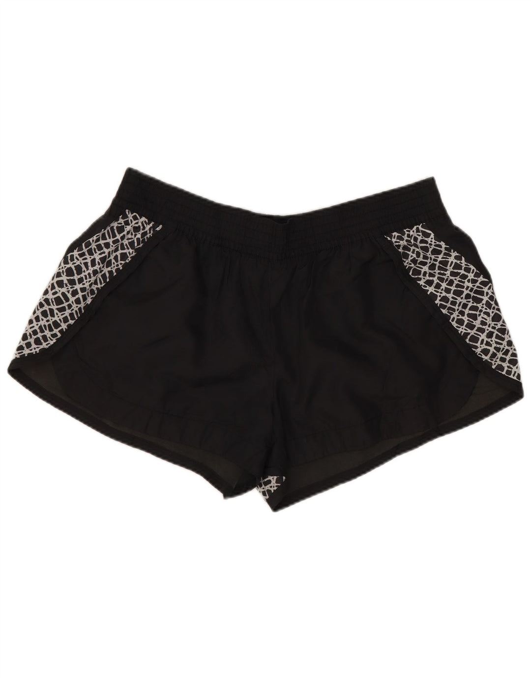 Shorts esportivos femininos NIKE UK 14 grande poliéster geométrico preto