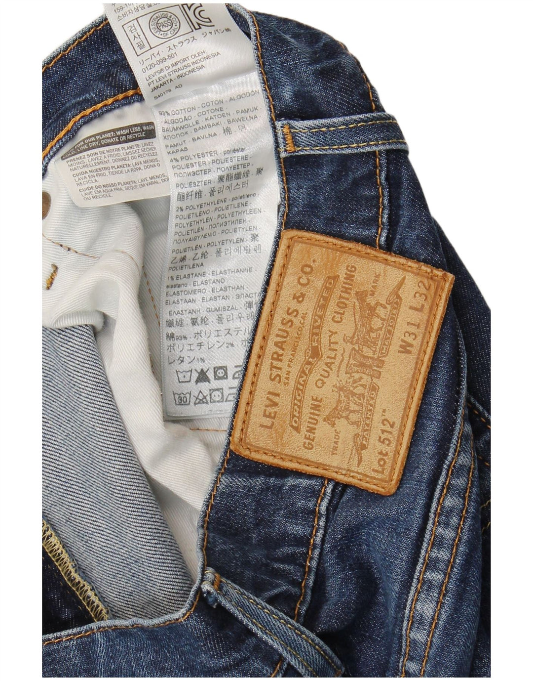 Calça jeans masculina Levi's 512 Slim Tapered W31 L32 azul marinho algodão