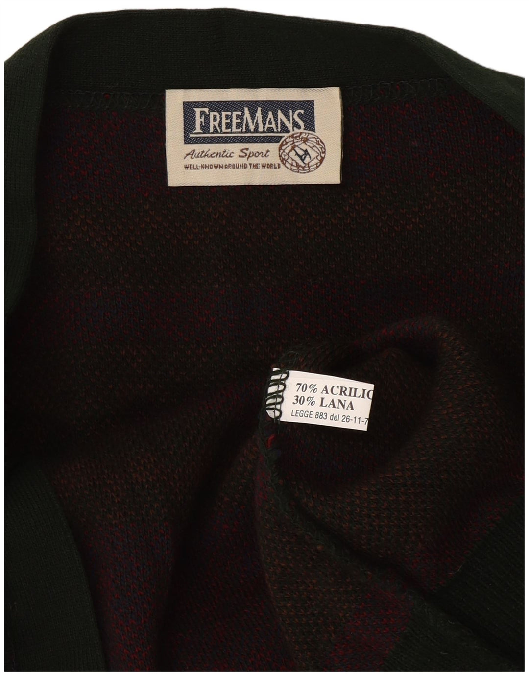 Suéter cardigã masculino vintage grande verde Fair Isle acrílico