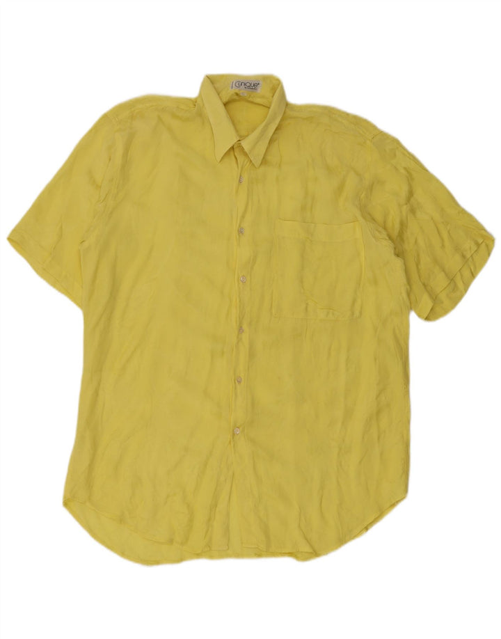 Camisa masculina de manga curta Clinique viscose amarela média