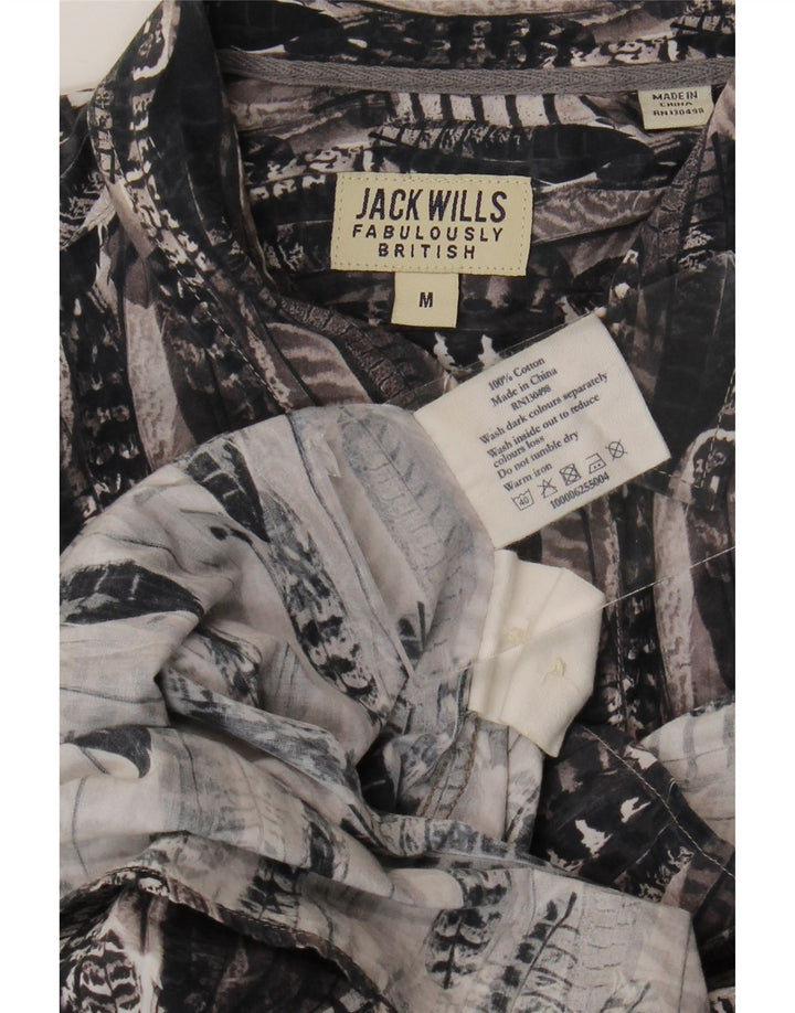 Camisa masculina Jack Wills com estampa abstrata de algodão cinza médio