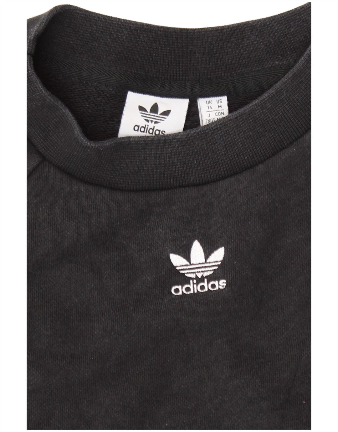 Adidas Womens Sweatshirt Jumper UK 14 Médio Algodão Preto