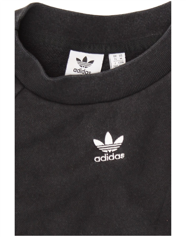 Adidas Womens Sweatshirt Jumper UK 14 Médio Algodão Preto