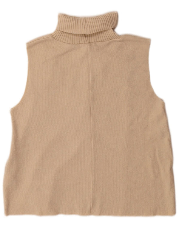 Zara Womens Vest Tank Top UK 10 Pequeno Poliéster Bege
