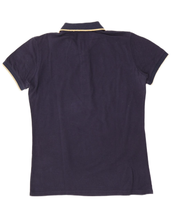 Camisa polo masculina Roberto Cavalli pequena algodão azul marinho