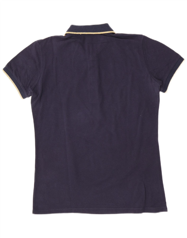 Camisa polo masculina Roberto Cavalli pequena algodão azul marinho