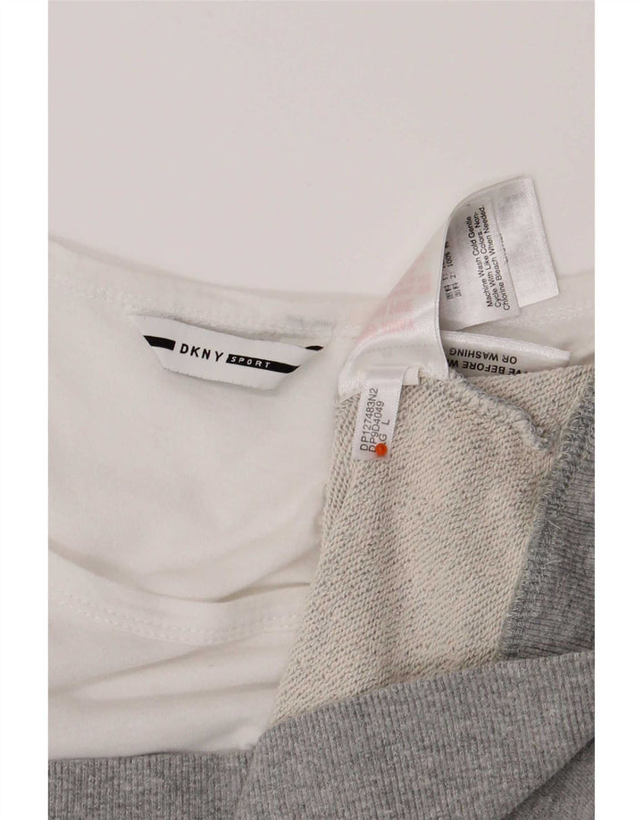 Dkny moletom feminino longline jumper UK 16 grande cinza colorblock