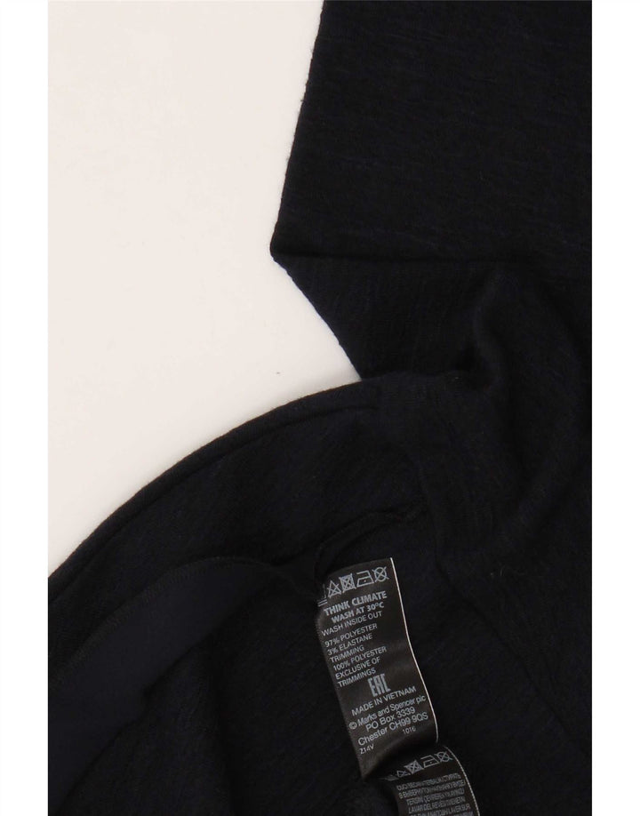 Top feminino Marks & Spencer manga comprida UK 14 grande poliéster azul marinho